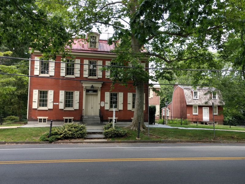 Exterior of the Historical Society's headquarters building Greenfield Hall and the Mickle House