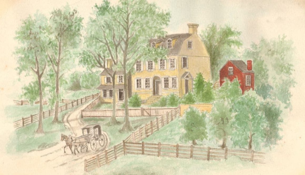 Drawing of New Haddonfield Plantation house